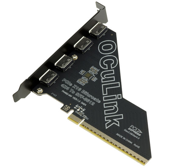 Carte Contrôleur PCIe Gen 4.0 x16 vers 4 ports Oculink SFF-8612 SFF-8611 pour carte mère avec mode bifurcation
