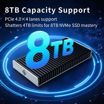 Aluminum USB4 and Thunderbolt 40G enclosure for M2 NVMe SSDs. Actual throughput measured on Mac or PC: 3.7G/s.