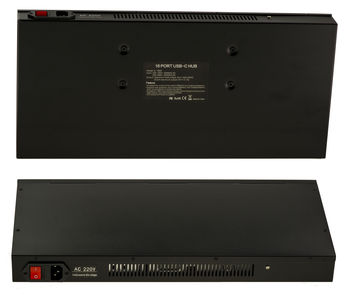 Station de charge industrielle rackable 44cm 16 ports USB type C puissance maximale 200W, alimentation 5V 2.1A par port