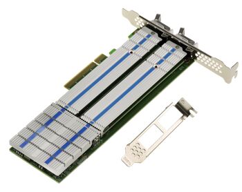 PCIe 3.0 x8 controller card for 2 M.2 NVMe M Key SSDs HARWARE RAID 0 1, JBOD with removable HOTPLUG RACKS
