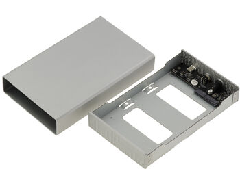 Boitier métal pour disque SAS 2.5 ou 3.5 avec connecteur SFF-8482 liaison USB3.2 Gen 2x1 10G et alimentation 12V 3A
