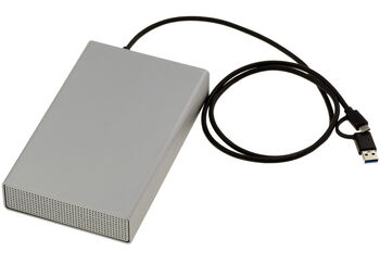 Metal enclosure for SAS drive with SFF-8482 connector, USB3.2 Gen 2x1 10G connection, and 12V 3A power supply