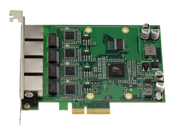 INDUSTRIAL PCIe x4 network card with 4 RJ45 LAN GIGABIT ETHERNET 10 100 1000 ports with quad INTEL 82574 chipset and PLX PEX8608 20Gbps bridge