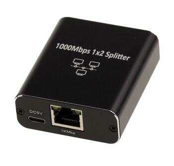 1-port to 2-port Gigabit Ethernet splitter for connecting two devices to a single Ethernet port
