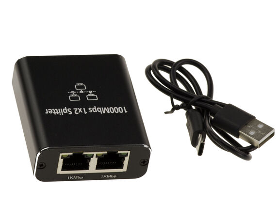 1-port to 2-port Gigabit Ethernet splitter for connecting two devices to a single Ethernet port