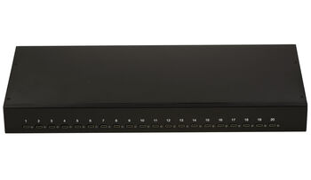 Station de charge industrielle rackable 44cm 20 ports USB type C puissance maximale 200W, alimentation 5V 2.1A par port
