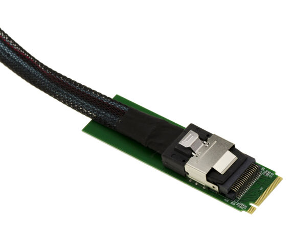 Carte M2 1 port réseau fibre SFP+ 10G 10 GIGABIT ETHERNET pour port M.2 M Key, avec chipset Intel JL82599EN. Liaison SFF-8087 40cm.