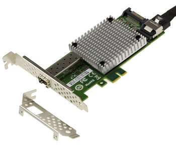 Carte M2 1 port réseau fibre SFP+ 10G 10 GIGABIT ETHERNET pour port M.2 M Key, avec chipset Intel JL82599EN. Liaison SFF-8087 40cm.