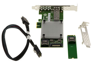 Carte M2 1 port réseau fibre SFP+ 10G 10 GIGABIT ETHERNET pour port M.2 M Key, avec chipset Intel JL82599EN. Liaison SFF-8087 40cm.