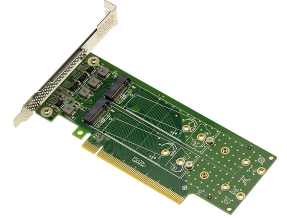 Carte contrôleur double face PCIe Gen 4.0 x16 pour 4 SSD M.2 NVMe M Key montage low ou high profile