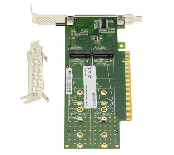 Carte contrôleur double face PCIe Gen 4.0 x16 pour 4 SSD M.2 NVMe M Key montage low ou high profile