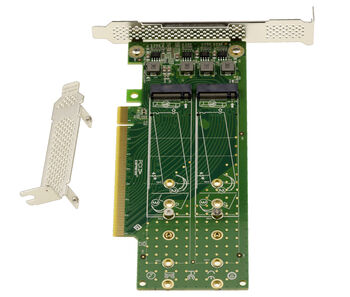 Carte contrôleur double face PCIe Gen 4.0 x16 pour 4 SSD M.2 NVMe M Key montage low ou high profile
