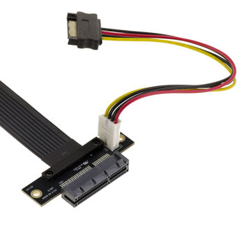 Gen 4.0 riser adapter for M2 M Key slot to PCIe x4 female port, length 20cm. Parallel orientation and Gen4 8GB/s throughput.