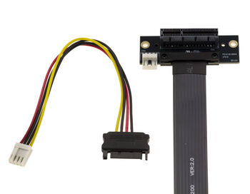 Gen 4.0 riser adapter for M2 M Key slot to PCIe x4 female port, length 20cm. Side output, perpendicular orientation, and Gen4 8GB/s throughput.
