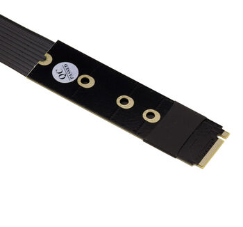 Gen 4.0 riser adapter for M2 M Key slot to PCIe x4 female port, length 20cm. Perpendicular orientation and Gen4 8GB/s throughput.