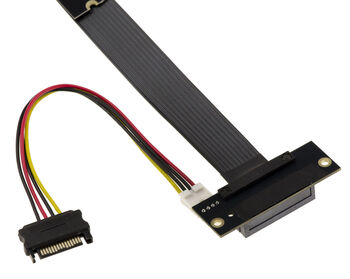 Gen 4.0 riser adapter for M2 M Key slot to PCIe x4 female port, length 20cm. Perpendicular orientation and Gen4 8GB/s throughput.