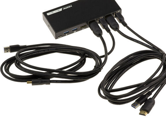 Automatic KVM Switch Mouse Keyboard Monitor 2 PC compatible HDMI 2.0 4K 60Hz and USB 3.0 with remote control and cables