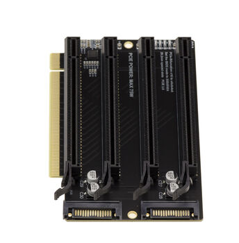 PCIe Gen 3.0 x16 to 4-Port x4 Splitter Adapter, 90° Orientation