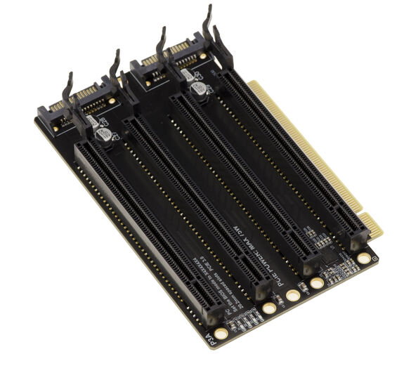 PCIe Gen 3.0 x16 to 4-Port x4 Splitter Adapter, 90° Orientation