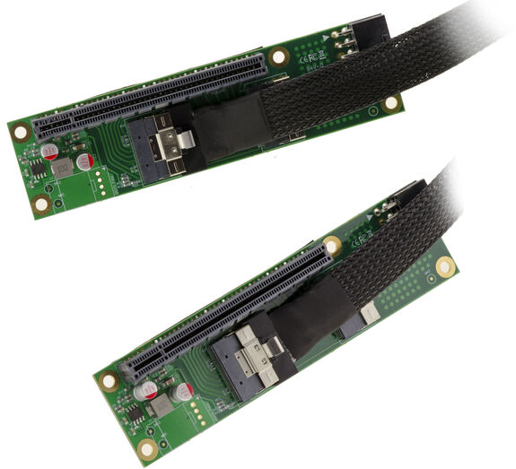 PCIe Gen 4.0 x16 to 2-Port x8 Splitter Extension Cable, 32 GB/s throughput in Gen4