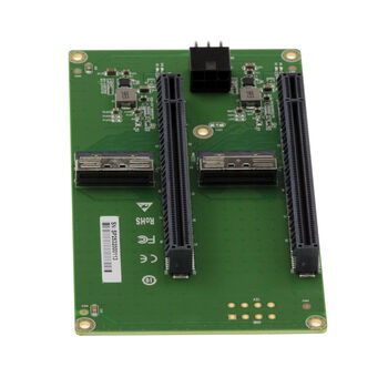 2-port MCIO 8i to 2x PCIe Gen 5.0 x8 or x16 card for relocating a PCI Express port