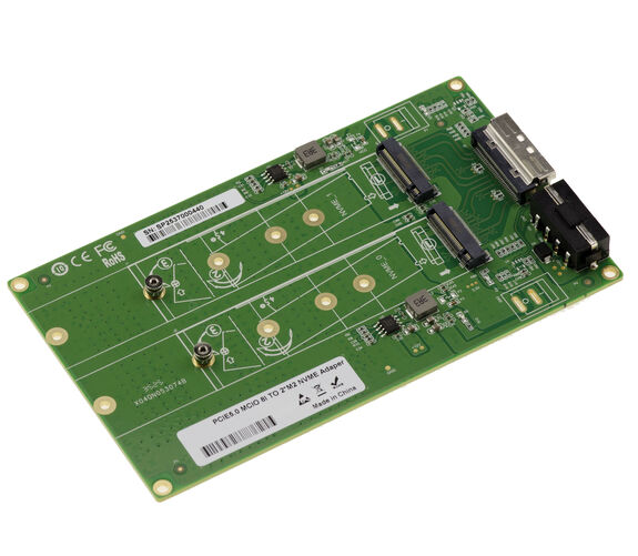 Adaptateur Gen 5.0 pour 2 SSD M2 PCIe NVMe M Key vers MCIO 8i  - Débit 32 GB