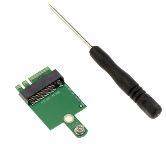Compact M.2 M Key to M.2 E Key adapter, 2230 format