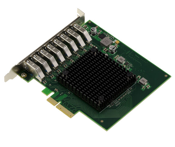 PCIe x4-Controller-Karte mit 8 USB 3.0 5G-Anschlüssen vom Typ „A” mit FRESCO LOGIC FL1100-Chipsatz