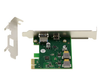 PCIe x1 controller card with 2 USB 3.0 5G Type A and C ports, self-powered, 5V 3A output per port, UASP support, FRESCO LOGIC FL1100 chipset
