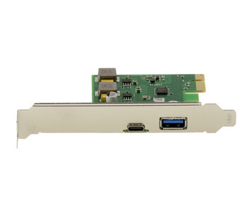 PCIe x1 controller card with 2 USB 3.0 5G Type A and C ports, self-powered, 5V 3A output per port, UASP support, FRESCO LOGIC FL1100 chipset
