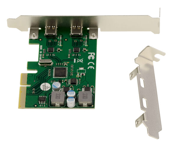 Carte contrôleur PCIe x4 2 Ports USB 3.2 Gen 2x1 10G Type C, autoalimentée, Sortie 5V 3A par Port, chipset  ASM1142