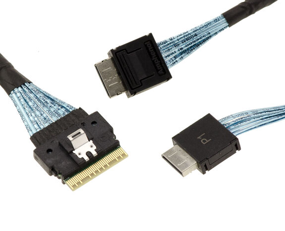 Cordon câble PCIe 4.0 avec connecteurs Slim SAS SFF-8654 8i 74 broches vers 2x SFF-8611 SFF-8612 Oculink longueur 80cm