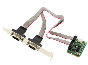 Carte contrôleur MiniPCIe 2 ports série RS232 COM DB9 sur équerre avec chipset WCH382L, possibilité d'alimentation 5V ou 12V POS