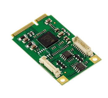Carte Mini PCIe 2 ports série RS422 RS485 DB9 avec chipset  EXAR XR17V352 fournie avec adaptateurs pour montage fil à fil.