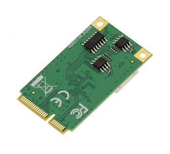 Carte Mini PCIe 2 ports série RS422 RS485 DB9 avec chipset  EXAR XR17V352 fournie avec adaptateurs pour montage fil à fil.