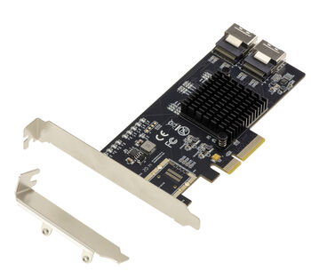 Carte Contrôleur PCIe x4 pour 8 disques SATA 3 6G  avec connecteurs SFF-8087 et cordons MiniSAS vers SATA, chipset Marvell 88SE9215
