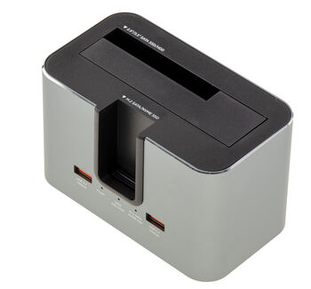 Dock station double protocole pour SSD M2 NVMe ou SATA et disque dur 2.5 ou 3.5 SATA, liaison USB3.2 Gen2x1 10 Gbit/s, support 28TB