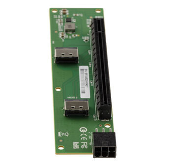 Carte 2 ports MCIO 4i vers PCIe Gen 5.0 x8 ou x4 pour délocaliser un port PCI express, connecteurs MCIO perpendiculaires au slot PCIe