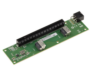 Carte 2 ports MCIO 4i vers PCIe Gen 5.0 x8 ou x4 pour délocaliser un port PCI express, connecteurs MCIO perpendiculaires au slot PCIe