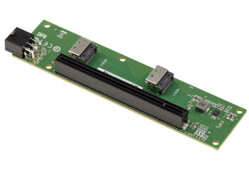 Carte 2 ports MCIO 4i vers PCIe Gen 5.0 x8 ou x4 pour délocaliser un port PCI express, connecteurs MCIO perpendiculaires au slot PCIe