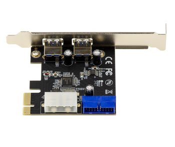 PCIe 2.0 x1 USB 3.0 5G-Karte 2 externe Ports + 2 interne Ports auf 19-poligem Steckverbinder. Chipsatz NEC RENESAS uPD720201