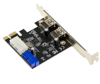 PCIe 2.0 x1 USB 3.0 5G-Karte 2 externe Ports + 2 interne Ports auf 19-poligem Steckverbinder. Chipsatz NEC RENESAS uPD720201