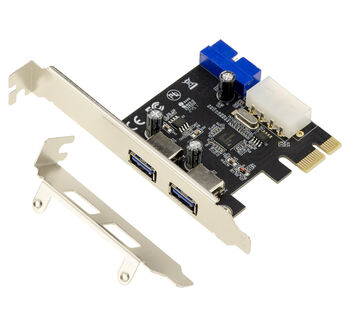 PCIe 2.0 x1 USB 3.0 5G-Karte 2 externe Ports + 2 interne Ports auf 19-poligem Steckverbinder. Chipsatz NEC RENESAS uPD720201