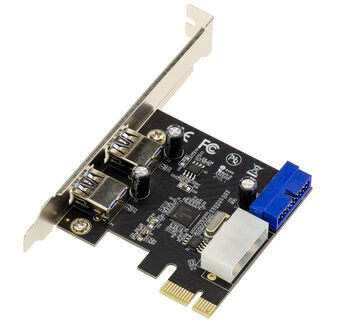 PCIe 2.0 x1 USB 3.0 5G-Karte 2 externe Ports + 2 interne Ports auf 19-poligem Steckverbinder. Chipsatz NEC RENESAS uPD720201