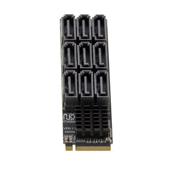 Carte contrôleur M2 M Key vers 9 Port SATA 3.0 6Gbps avec chipset RTL9101 et architecture multi contrôleurs