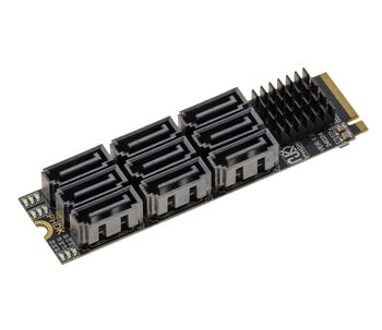 Carte contrôleur M2 M Key vers 9 Port SATA 3.0 6Gbps avec chipset RTL9101 et architecture multi contrôleurs