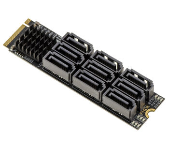 Carte contrôleur M2 M Key vers 9 Port SATA 3.0 6Gbps avec chipset RTL9101 et architecture multi contrôleurs