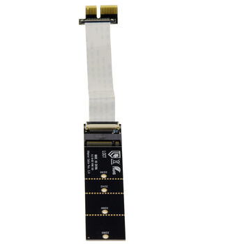 Carte adaptateur riser PCIe x1 pour SSD M.2 NVMe avec nappes souples 10 et 15cm