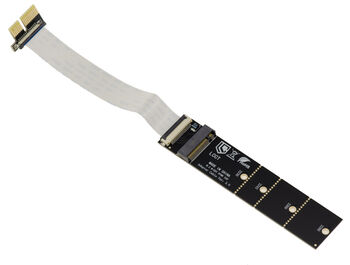Carte adaptateur riser PCIe x1 pour SSD M.2 NVMe avec nappes souples 10 et 15cm