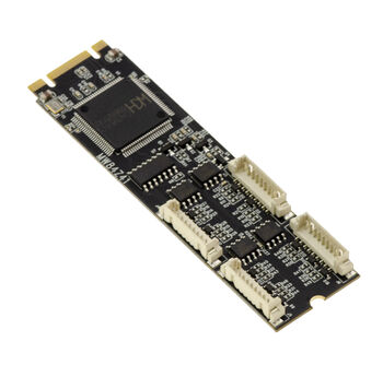Carte M.2 B+M Key vers 4 Ports COM Série RS422 RS485 montage DB9 ou filaire avec chipset WCH384. Contrôleur M2 PCIe vers RS-422 RS-485